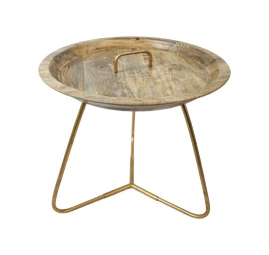 Salontafel - ø50x50 - goud manghout/ijzer (AAO-STG1)