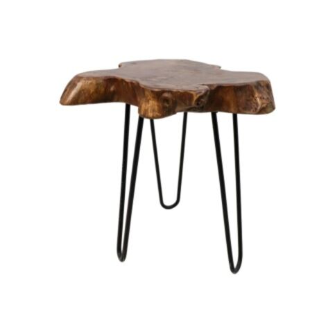 Bijzettafel - ø40 cm - teak wortelhout/metaal (AJ-SE40)