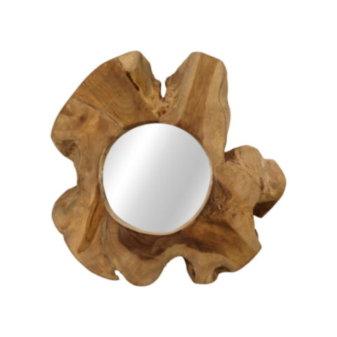 Wandspiegel Kecik - 30x30 - Naturel - Teak/glas (AJMK30)