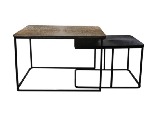 Salontafel Fletcher - 70x50x45/55x40x37 - Goud/zwart - Aluminium/Ijzer (AL-30000)