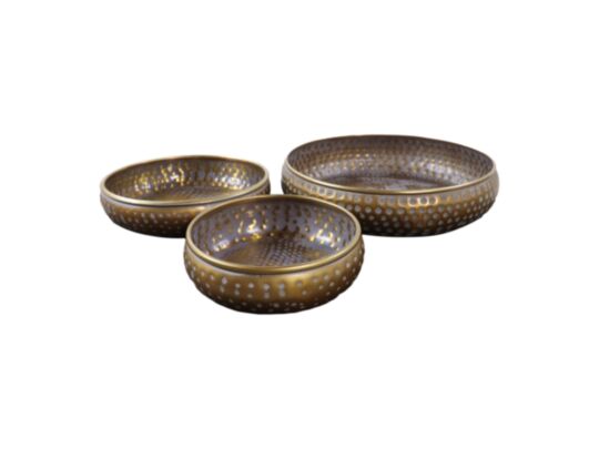 Schaal Set van 3 - ø33,50x7,50 - Brass/Antique goud - Aluminium (AL-30042)