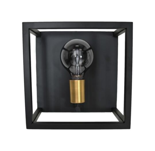 Wandlamp - 25x18x25 - Zwart/goud - Metaal (AL-30518)
