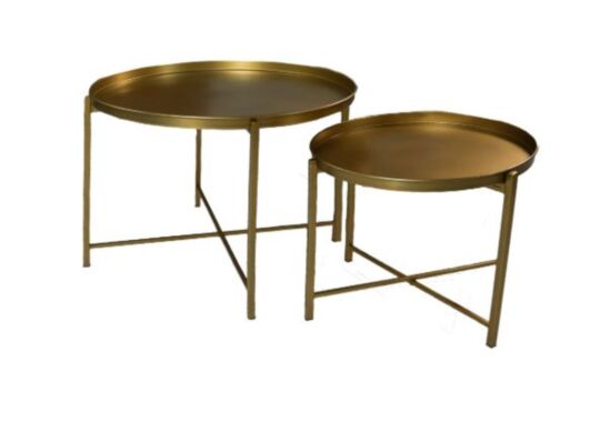 Salontafels set van 2- ø65x45/ø45x38cm - Goud - Metaal (AL-30554BA)