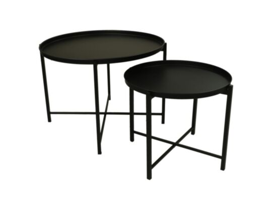 Salontafel set van 2 - ø65x45/ø45x38 - Zwart - Metaal (AL-30554BK)
