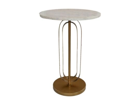 Ronde bijzettafel - ø40x55 - Wit/goud - Marmer/metaal (AL-30748)
