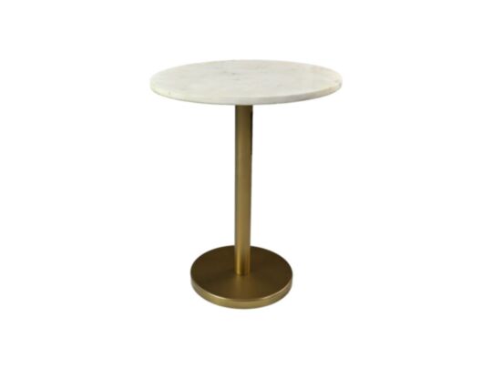 Ronde bijzettafel - ø40x55 - Wit/goud - Marmer/ijzer (AL-30749)
