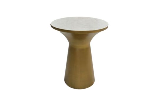 Ronde bijzettafel - ø40x50 - Wit/goud - Marmer/ijzer (AL-30753WH)