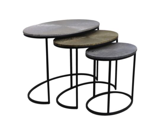 Salontafel Fletcher Ovaal - ø70x40x50 - Grijs/Goud/Zwart - Aluminium/ijzer (AL-OST70)