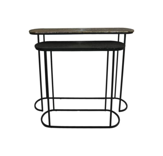 Console tafel Fletcher - 96x30x78/72x30x69 - Zwart/goud - Set van 2 (AL-RCN96-GB)