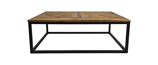 Salontafel Mozaiek - 110x70x40 - Naturel wax/zwart - Teak/ijzer (AM CT110IRM)