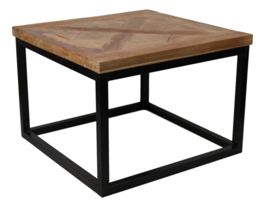 Salontafel Mozaiek - 55x55 cm - naturel wax/zwart - teak/ijzer (AM CT55IRM)