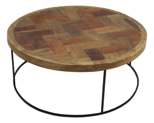 Salontafel mozaiek - ø80 cm - teak/ijzer (AM CTR80M)
