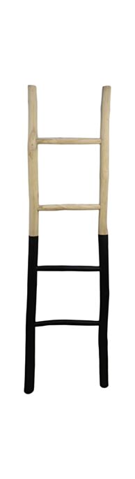 Decoratieve ladder - 45x4x150 - Naturel/zwart - Teak (AMTHB150)
