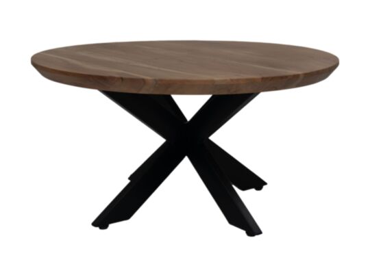 Salontafel Zurich - 80x80x42 - Naturel/zwart - Swiss edge - Acaciahout/metaal (AN-CTSE80)