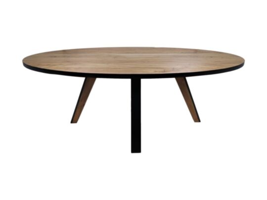 Ovale eettafel Milano - 220x110x76 - Naturel/zwart - Acaciahout/ijzer (AN-MRO220)