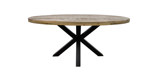 Ovale eettafel Portland - 220x110x77 - Naturel/zwart - Mangohout/metaal (HSM49)