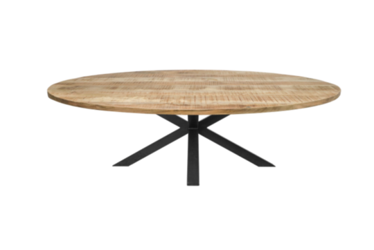 Ovale eettafel - 220x110x76 - Naturel/zwart - Mangohout/metaal (HSM63)