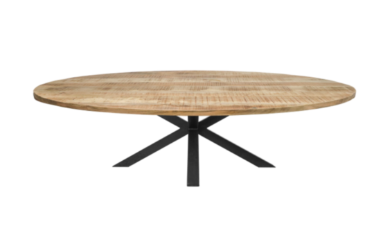 Ovale eettafel - 240x120x76 - Zwart - Mangohout/metaal (HSM64)