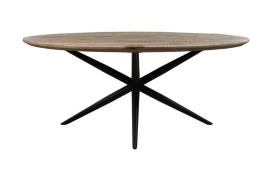 Ovale eettafel Bern -  220x120x76 - Naturel/zwart - Mangohout/ijzer (HSM136)