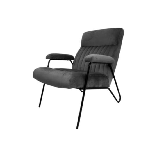 Fauteuil Chicago - 95x69x88 - Donkergrijs/zwart - Velours/metaal (ANCHIC-12)