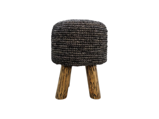 Kruk Malibu - ø34 cm - Black wash - Raffia (AS34BW)