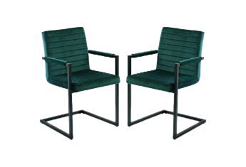 Eetkamerstoel Colorado - velours/metaal - bosgroen - set van 2 (AT146-78-2)