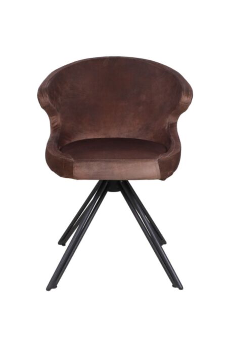 Eetkamerstoel Nashville - 59x60x80 - Cognac bruin - Velours/metaal (AVT-02-080)