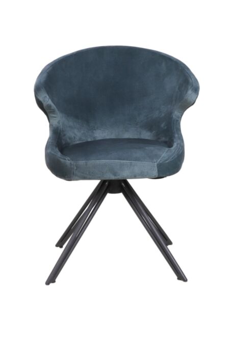 Eetkamerstoel Nashville - 59x60x80 - Niagara blauw - Velours/metaal (AVT-02-139)