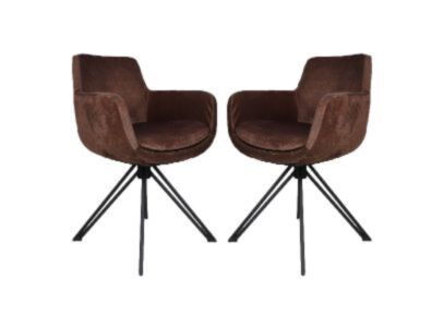 Eetkamerstoel Phoenix - Cognac bruin - Velours/metal - Set van 2 (AVT-03080-2)