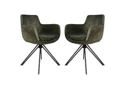Eetkamerstoel Phoenix - Jungle groen - Velours/metaal - Set van 2 (AVT-03104-2)