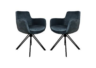 Eetkamerstoel Phoenix - Niagara blauw - Velours/metaal - Set van 2 (AVT-03139-2)