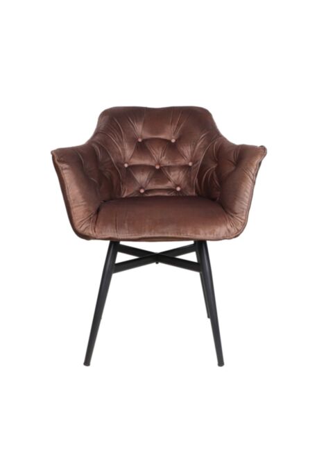 Eetkamerstoel Glendale - 68x61x85 - Cognac bruin - Velours/metaal (AVT-04-080)