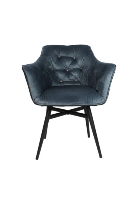 Eetkamerstoel Glendale - 68x61x85 - Niagara blauw - Velours/metaal (AVT-04-139)