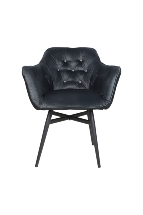Eetkamerstoel Glendale - 68x61x85 - Antraciet - Velours/metaal (AVT-04-620)