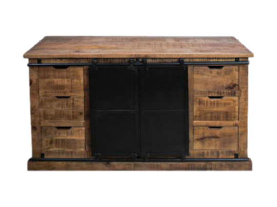 Sideboard Melbourne - 140x43x85 - Naturel/zwart - Mangohout/metaal (BC-BR140)