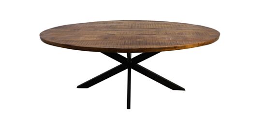 Ovale eettafel Melbourne - 240x110x76 - Naturel - Mangohout/ijzer (BC-DTO240)