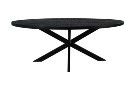 Ovale eettafel Melbourne - 220x110x76  - Zwart - Mangohout/ijzer (BC-DTO220BL)