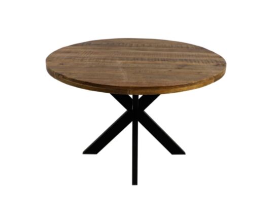 Ronde eettafel Melbourne - ø100x76 - Naturel/zwart - Mangohout/metaal (BC-DTR100)