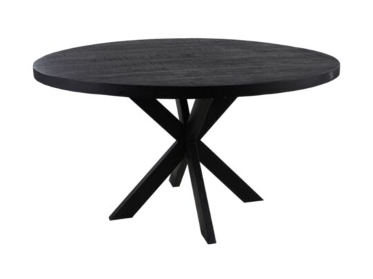 Ronde eettafel Melbourne - ø100x76  - Naturel/zwart - Mangohout/metaal (BC-DTR100BL)
