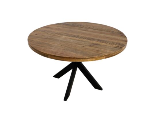 Ronde eettafel Melbourne - ø80x76 - Naturel/zwart - Mangohout/metaal (BC-DTR80)