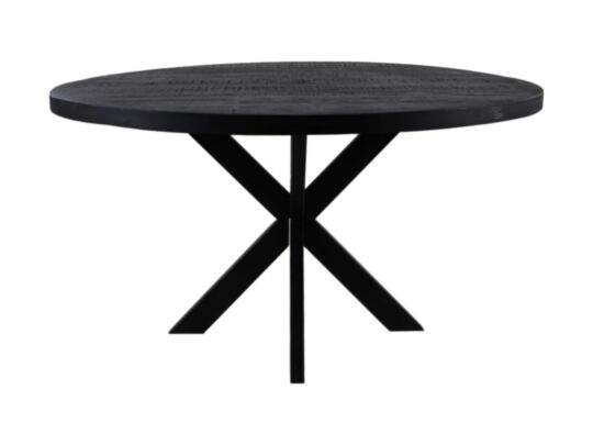 Ronde eettafel Melbourne - ø80x76 - Zwart - Mangohout/metaal (BC-DTR80BK)