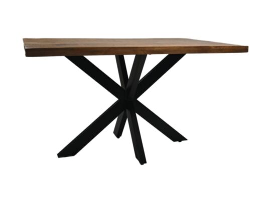 Rechthoekige eettafel Melbourne - 120x80x77 - Naturel/zwart - Mangohout/metaal (BC-DTS120)