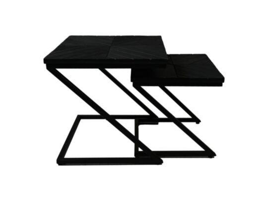 Bijzettafel Z-model - 40x40x40/50x50x50 - Zwart - Mangohout/metaal (BC-ZTS2)