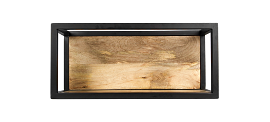 HSM Collection-Wandbox Levels -55x18x25-Naturel/Zwart-Mango/Metaal (MAN-BW5525)