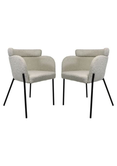 HSM Collection-Eetkamerstoel Luca S/2-57x60x81-Wit/Zwart-Stof/Metaal (LUCA01-2)
