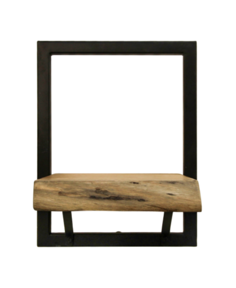 HSM Collection-Wandplank Levels Live Edge -25x22x32-Naturel/Zwart-Acacia/Metaal (MAN-LE2532)