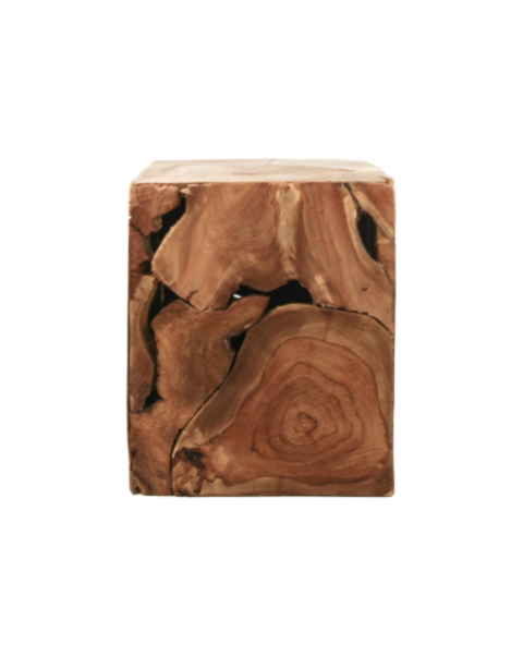 Kubus bijzettafel - 25x25 cm - teak - natural wax (CUBE25)