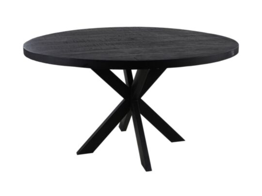 HSM Collection-Ronde Eettafel Melbourne-130x130x76-Zwart-Mango/Metaal (BC-DTR130BL)