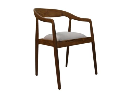 HSM Collection-Eetkamerstoel Wifera + zitting-55x41x78-Naturel/Wit-Teak/Stof (TA-WCTNS)