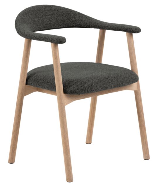 HSM Collection-Eetkamerstoel Ella Met Arm S/2-56x54x76-Grijs/White Pigmented-Stof/Eiken (HSM240402-2)